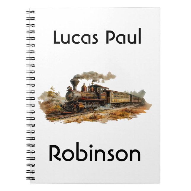 Vintage steam train landscape illustration  notebook (Front)