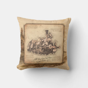 Vintage Steam Train / Locomotive Art. Driver Gift Cushion