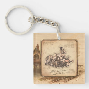 Vintage Steam Train / Locomotive Art. Driver Gift Key Ring