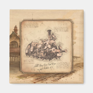 Vintage Steam Train / Locomotive Art. Driver Gift Magnet