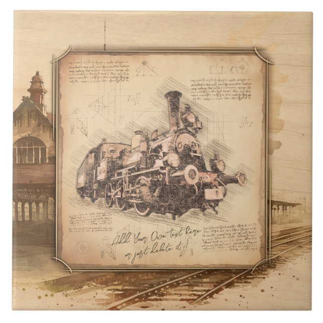 Vintage Steam Train / Locomotive Art. Driver Gift Tile (Front)