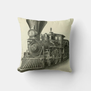 Vintage Steam Train Locomotive Cushion