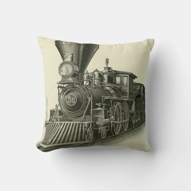Vintage Steam Train Locomotive Cushion (Front)