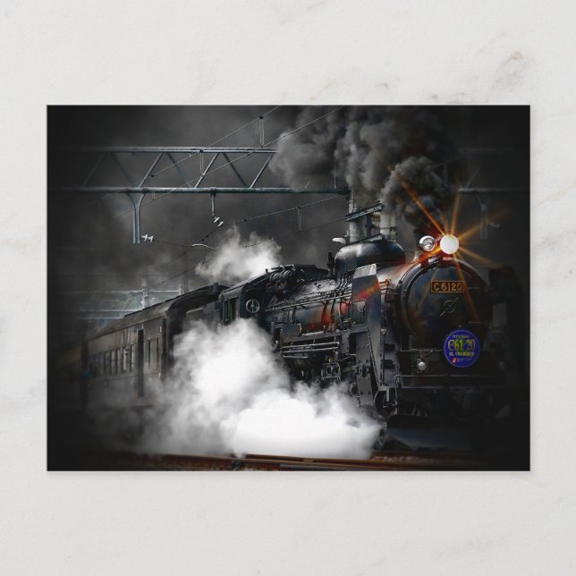 Vintage Steam Train Locomotive Postcard (Front)