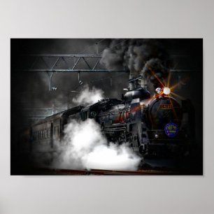 Vintage Steam Train Locomotive Poster