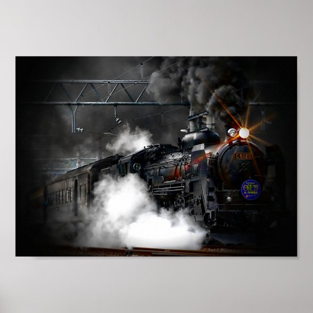 Vintage Steam Train Locomotive Poster (Front)