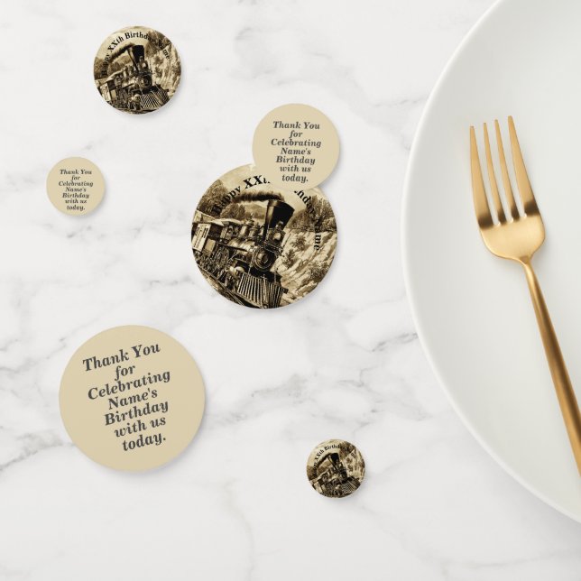Vintage Steam Train Man's Birthday Party Confetti (Group)