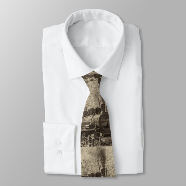 Vintage Steam Train Necktie (Tied)