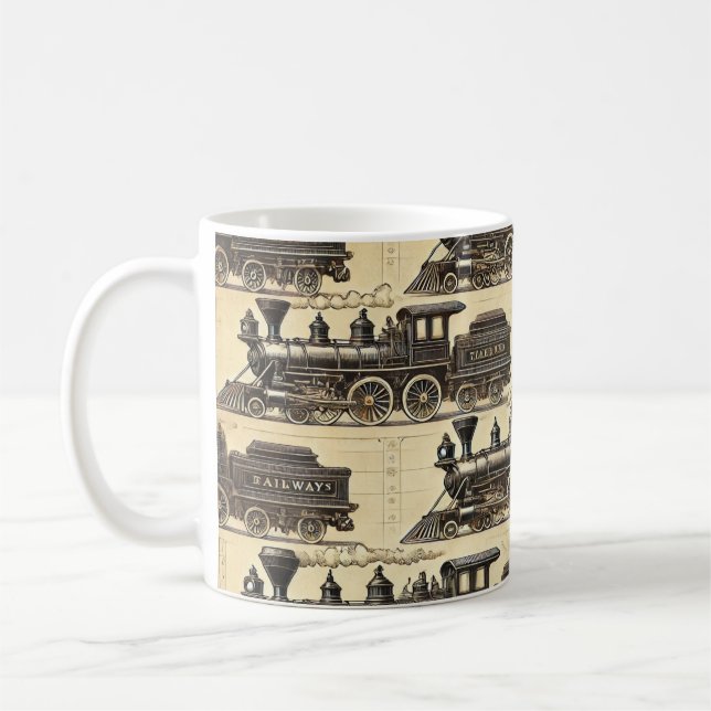 Vintage Steam Train Pattern | Heritage Railway Mug (Left)