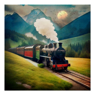 Vintage Steam Train Poster