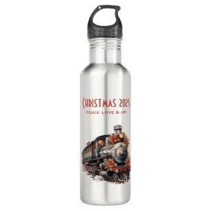 Vintage Steam Train Traditional Christmas 710 Ml Water Bottle