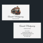 Vintage Steam Train Traditional Christmas Business Card<br><div class="desc">Business cards with an illustration of an old vintage steam train. Decorated with red Christmas flowers.</div>