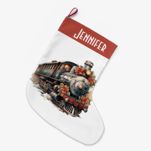 Vintage Steam Train Traditional Christmas Large Christmas Stocking
