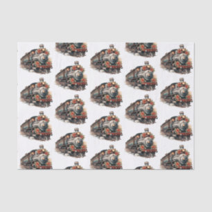 Vintage Steam Train Traditional Christmas Pattern Tissue Paper