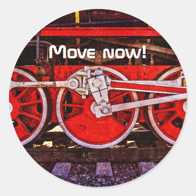 Vintage Steam Train Wheels Classic Round Sticker (Front)