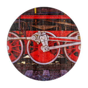 Vintage Steam Train Wheels Cutting Board