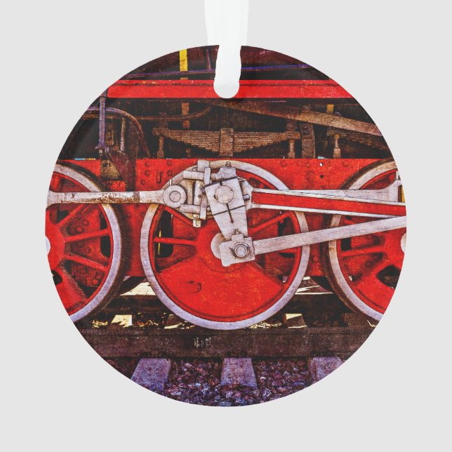 Vintage Steam Train Wheels Ornament (Back)