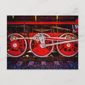 Vintage Steam Train Wheels Postcard