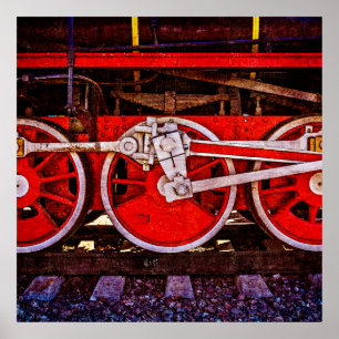 Vintage Steam Train Wheels Poster