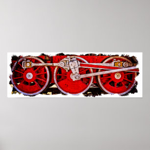 Vintage Steam Train Wheels Poster