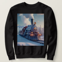 Vintage Steam Train Winter Landscape Snow Mountain
