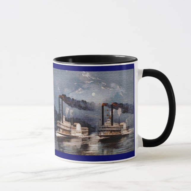 Vintage Steamboat Racing on Mississippi River Mug (Right)