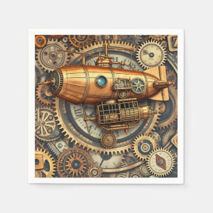 Vintage Steampunk Airship Napkin