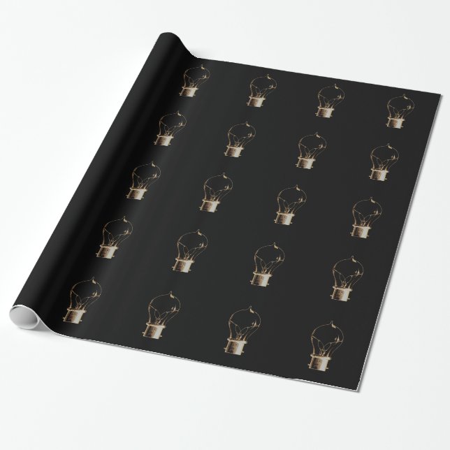 Vintage Steampunk Art Lighted Light bulb Wrapping Paper (Unrolled)