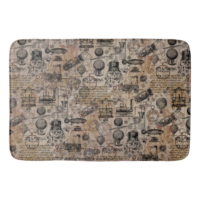 Vintage Steampunk Bath Mat (Front)