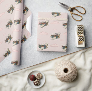 Vintage Steampunk Biplane Pattern Wrapping Paper