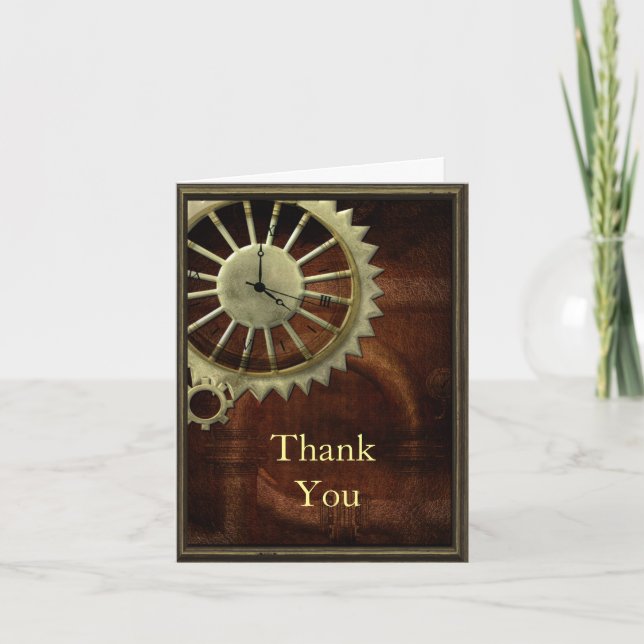 Vintage Steampunk Birthday Thank You Card (Front)
