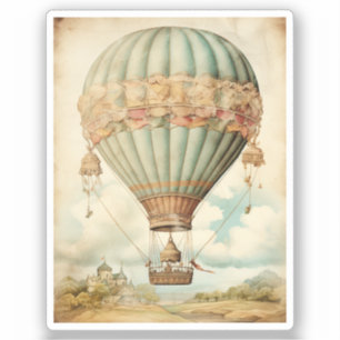 Vintage Steampunk Blue Hot Air Balloon