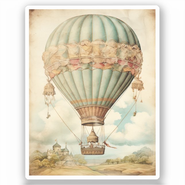 Vintage Steampunk Blue Hot Air Balloon (Front)
