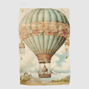 Vintage Steampunk Blue Hot Air Balloon Golf Towel