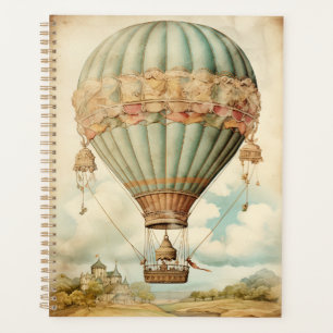 Vintage Steampunk Blue Hot Air Balloon Planner