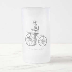 Vintage Steampunk Bone Shaker Frosted Glass Beer Mug