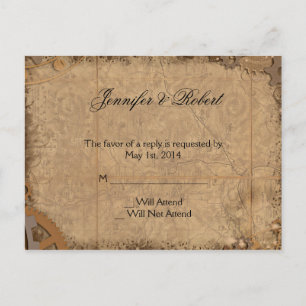 Vintage Steampunk Bride RSVP Postcard