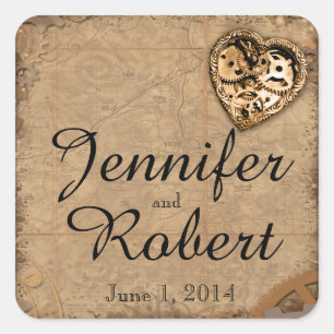 Vintage Steampunk Bride Wedding Envelope Seal