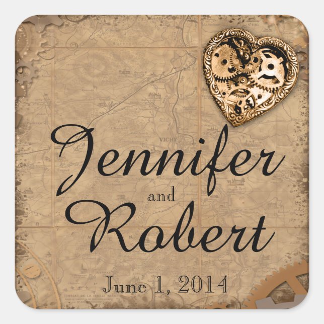 Vintage Steampunk Bride Wedding Envelope Seal (Front)