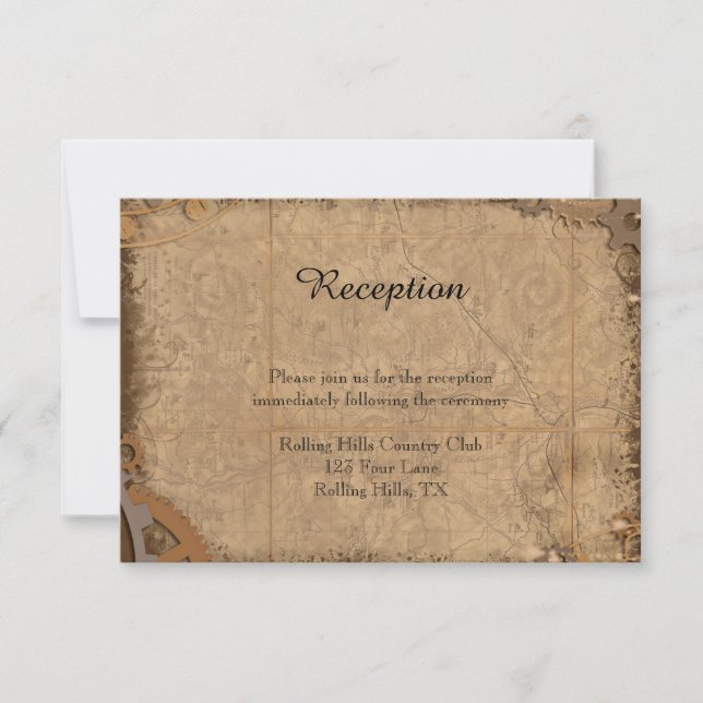 Vintage Steampunk Bride Wedding Reception Invitation (Front)
