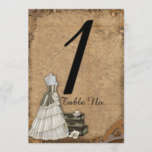 Vintage Steampunk Bride Wedding Table Number