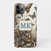 Vintage Steampunk Butterflies Monogrammed