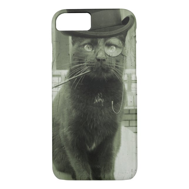 Vintage Steampunk Cat iPhone Case (Back)