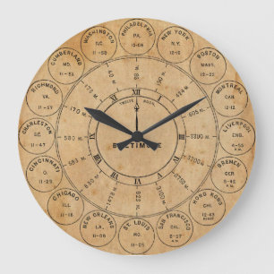 Vintage Steampunk City Postmarks World Wall Clock