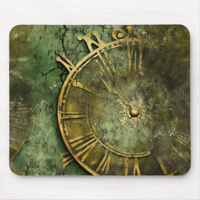 Vintage Steampunk Clockwork Emerald Mouse Mat (Front)