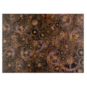 Vintage Steampunk Copper Cogs Cutting Board