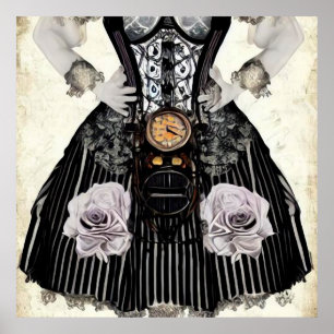 Vintage Steampunk Corset Dress Poster