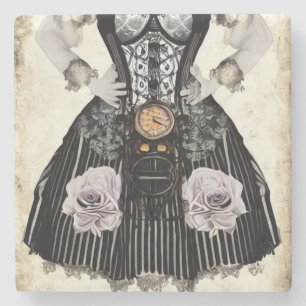 Vintage Steampunk Corset Dress Stone Coaster