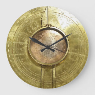 Vintage Steampunk "Drafting Compass" Wall Clock