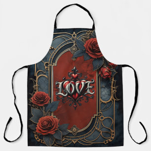 Vintage steampunk elegance clockwork Roses of Love Apron